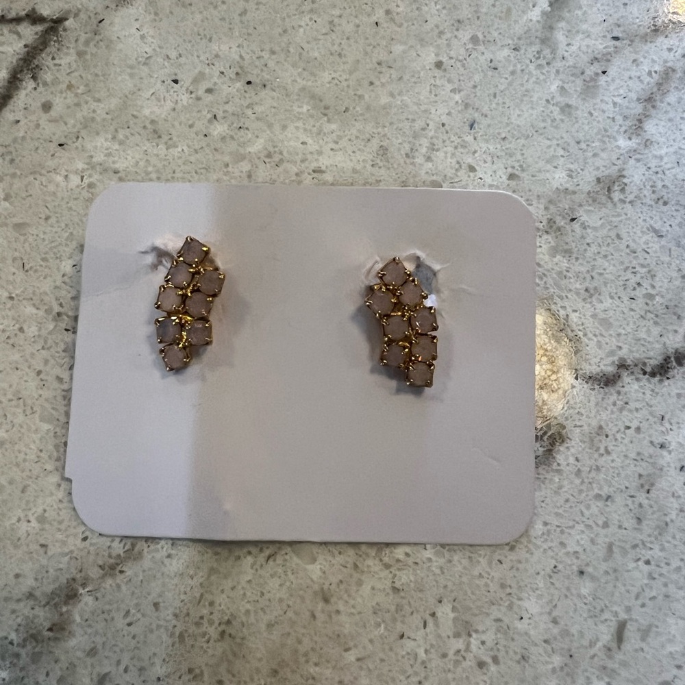 Elegant Gold and Pink Women's Clip On Earrings